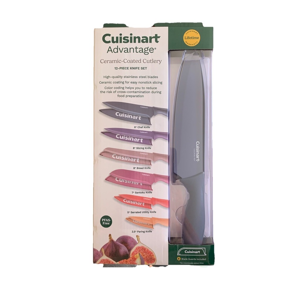 NIB CUISINART 12 Piece‎ Ceramic Coated Stainless Steel Colored Knives